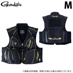 (c)【取り寄せ商品】 がまかつ GM2323 (M／ブラック×ブラック) ゴアテックスインフィニアムTMウィンドストッパー(R) ハーフメッシュベスト (フィッシングウェア・鮎用品／2023年春夏モデル)