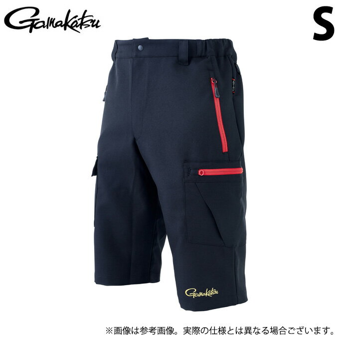 (c)【取り寄せ商品】 がまかつ GM3702 (S／ブラック) フィッシングハーフパンツ (フィッシングウェア／2023年春夏モデル)
