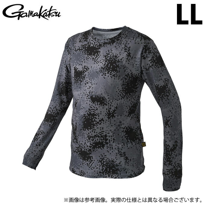 (c)【取り寄せ商品】 がまかつ GM3704 (LL／ブラックカモフラージュ) NO FLY ZONE(R) ロングスリーブクールTシャツ (フィッシングウェア／2023年春夏モデル)