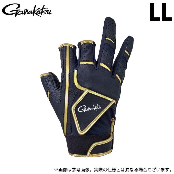 (c)【取り寄せ商品】 がまかつ GM7290 (ブラック×ゴールド/LL) CORDURA(R) トーナメントグローブ(3本切) (手袋・グローブ/2023年春夏モデル)