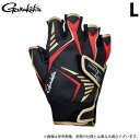 (c)【取り寄せ商品】 がまかつ GM7294 (ブラック×ゴールド/L) ダブルベルトフィッシンググローブ(5本切) (手袋・グローブ/2023年春夏モデル)