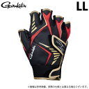 (c)【取り寄せ商品】 がまかつ GM7294 (ブラック×ゴールド/LL) ダブルベルトフィッシンググローブ(5本切) (手袋・グローブ/2023年春夏モデル)