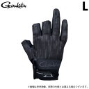 (c)【取り寄せ商品】 がまかつ GM7291 (ジオメトリックブラック/L) ストレッチフィッシンググローブ(3本切) (手袋・グローブ/2023年春夏モデル)