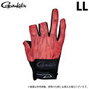 (c)【取り寄せ商品】 がまかつ GM7291 (ジオメトリックレッド/LL) ストレッチフィッシンググローブ(3本切) (手袋・グローブ/2023年春夏モデル)