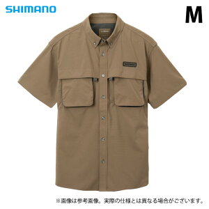 (5) シマノ SH-020W (M／カーキ) プレステージシャツ ショートスリーブ (フィッシングウェア／2023年春夏モデル) /23SS