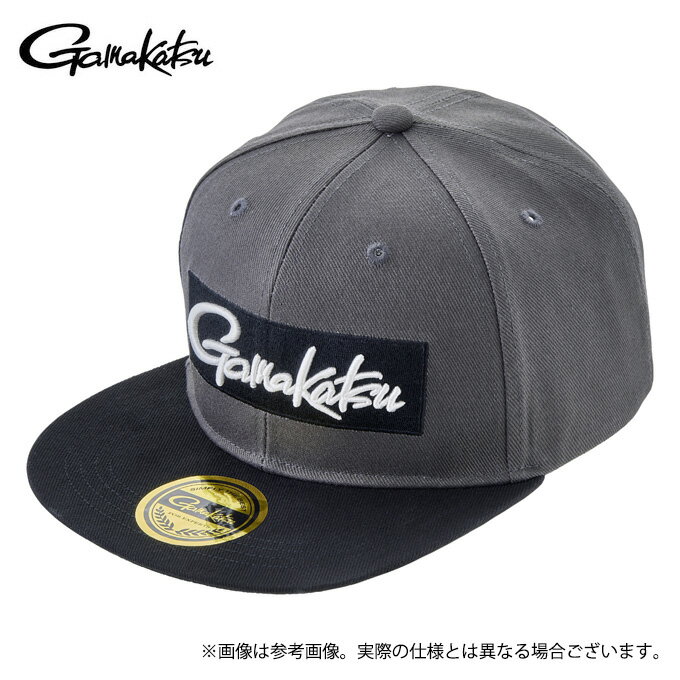 (c)【取り寄せ商品】 がまかつ GM9105 (グレー×ブラック／L) フラットブリムフィッシングキャップ (帽子・キャップ／2023年秋冬モデル) /23AW