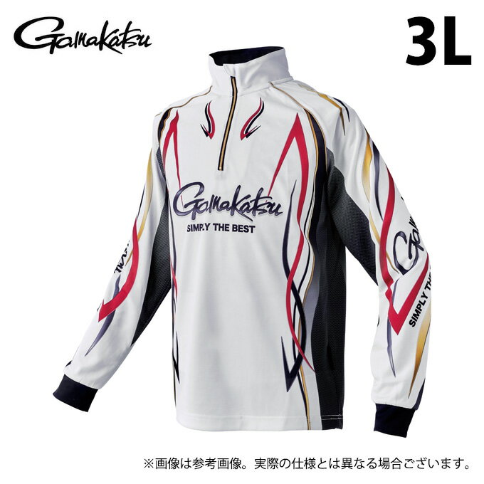 (c)【取り寄せ商品】 がまかつ GM3734 (3L／ホワイト) 2WAYプリントジップシャツ (フィッシングウェア..