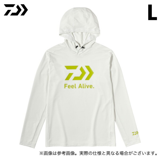 (5) ダイワ DE-3424 (ホワイト／L) サンブロックドライフーディーシャツ (フィッシングウェア／2024年春夏モデル) /24SS