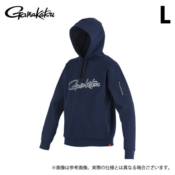(c)【取り寄せ商品】 がまかつ GM3755 (L／ネイビー) フーデッドスウェットシャツ (フィッシングウェア／2024年モデル) /パーカー /がま磯 【Σ01】