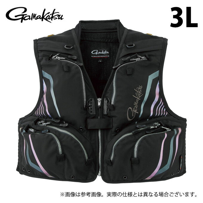 (c)【取り寄せ商品】 がまかつ GM2332 (3L／Mブラック) ショートハーフメッシュベスト (フィッシングベスト／2025年春夏モデル) /25SS /Gamakatsu