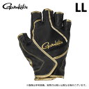 (c)【取り寄せ商品】 がまかつ GM7302 (LL/ブラック×ゴールド) クロスベルトフィッシンググローブ(5本切) (手袋・グローブ/2024年秋冬モデル) /がま磯 /24AW