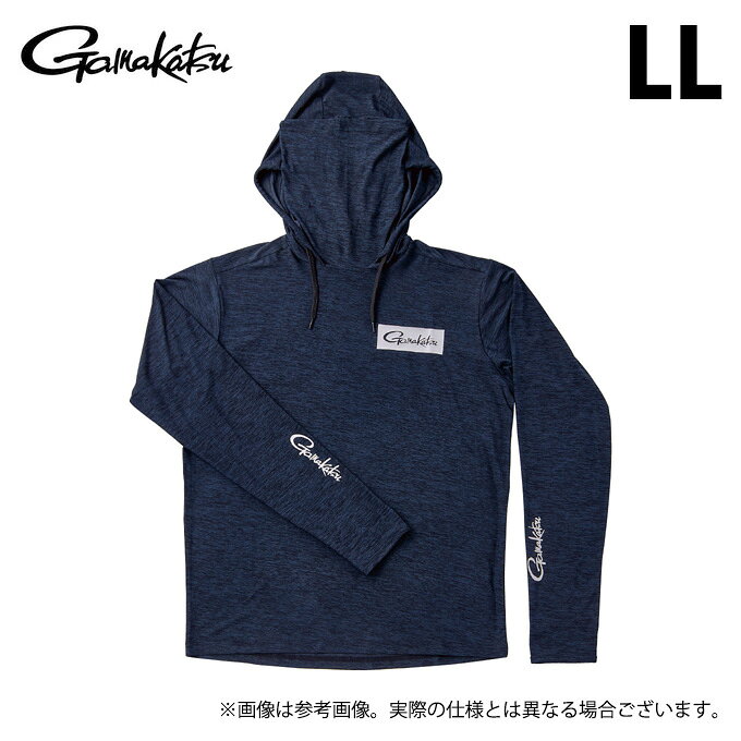(c)【取り寄せ商品】 がまかつ GM3747 LL／ブラック×ネイビー(Gamakatsu) サンシェードフーディTシャツ (フィッシングウェア／2025年春夏モデル) /25SS