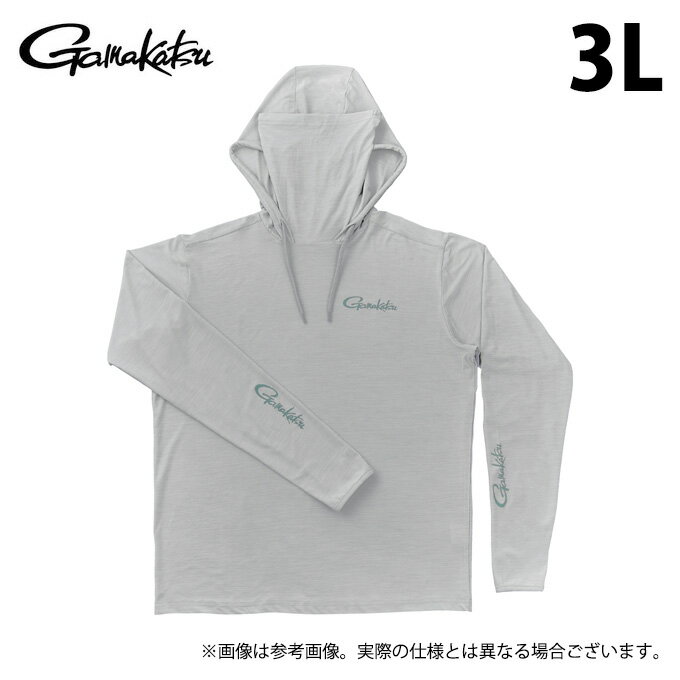 (c)【取り寄せ商品】 がまかつ GM3747 3L／ホワイト×グレー(バンダナ柄) サンシェードフーディTシャツ (フィッシングウェア／2025年春夏モデル) /25SS