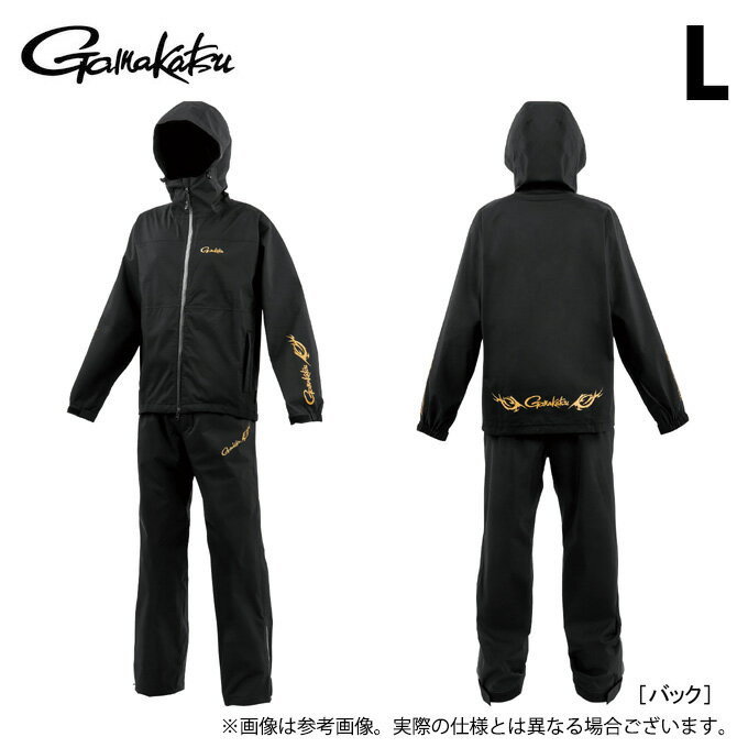 (c)【取り寄せ商品】 がまかつ GM3784 (L／ブラック×ゴールド) Gスペック レインスーツ (フィッシング..