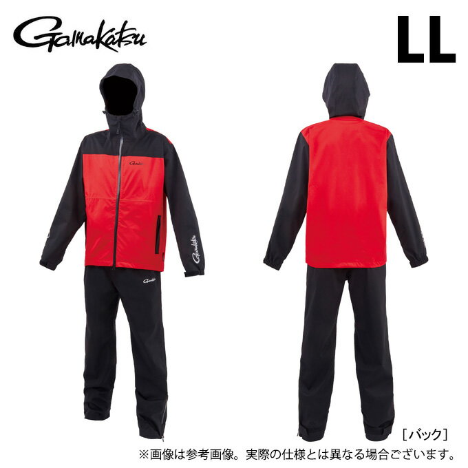 (c)【取り寄せ商品】 がまかつ GM3784 (LL／レッド×ブラック) Gスペック レインスーツ (フィッシングウ..