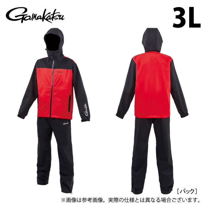 (c)【取り寄せ商品】 がまかつ GM3784 (3L／レッド×ブラック) Gスペック レインスーツ (フィッシングウ..