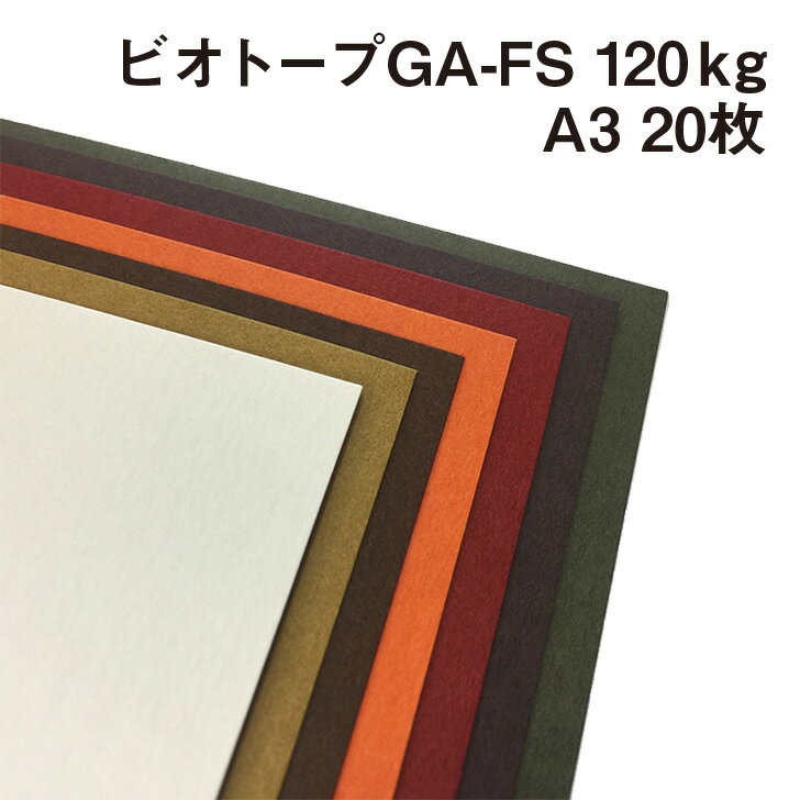 ビオトープGA-FS 120kg A3 20枚|全18色 柔らかい風合 クラフトパルプ マット 深みのある色彩展開 スムース