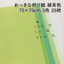 おっきな折り紙 緑系色 5色 25枚|75cm×75cm BIGサイズ 大きい折り紙 夏休み プレゼント 工作 装飾 兜 おうち時間 オリガミ origami 折紙 両面同色