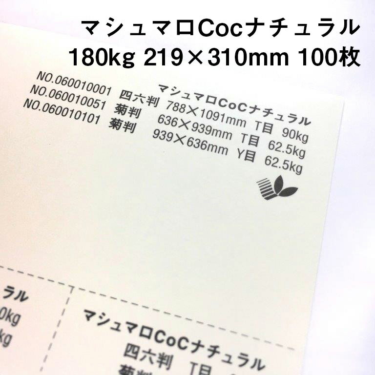 マシュマロCoc ナチュラル 180kg A4ワイド 100枚|ナチュラルカラー 高い平滑性 オフセット インクジェット 非塗工 マルチペーパー 名刺 値札 商品タグ