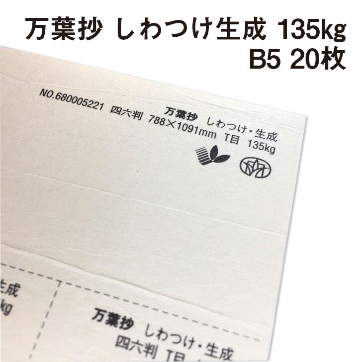 万葉抄 しわつけ 生成 135kg B5 20枚|和風 きなり