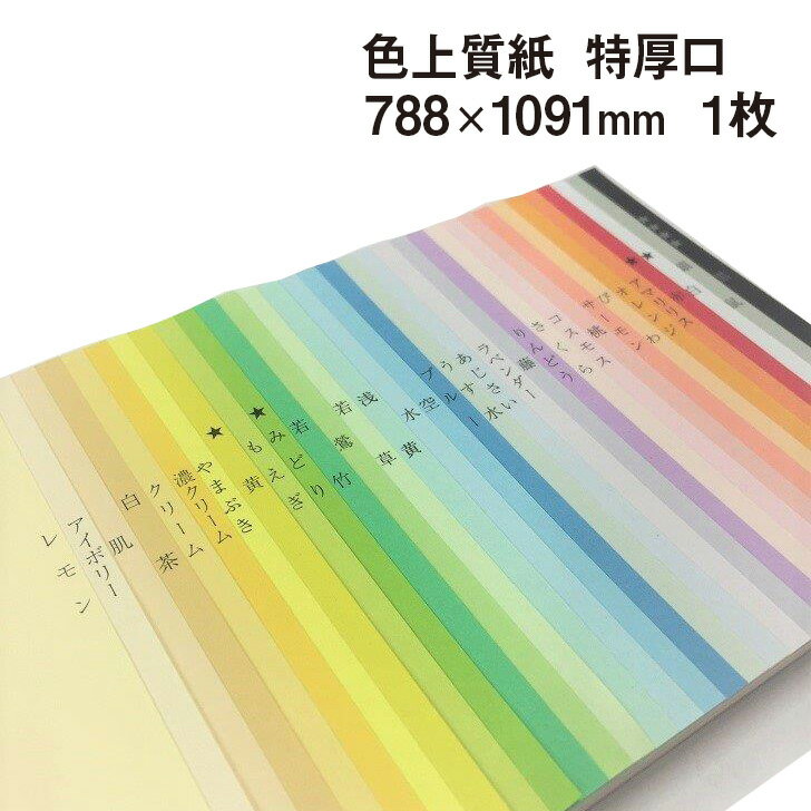 色上質紙 特厚口 788×1091mm 1枚|色紙 いろがみ 印刷用紙 カラーペーパー カラー用紙 紀州ペーパークラフト 工作用 折り紙 千羽鶴 ハロウィン 工作 ガーランド お菓子入