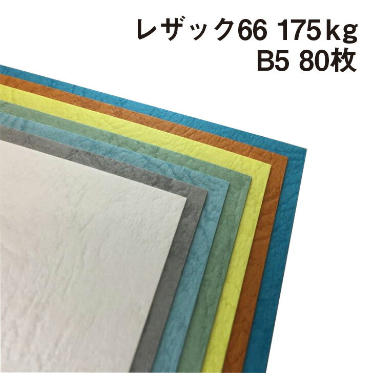 レザック66 175kg B5 80枚|全50色より1色選択 カーフ風 革柄 皮のようなテクスチャー エンボス 凸凹 レザックシリーズ