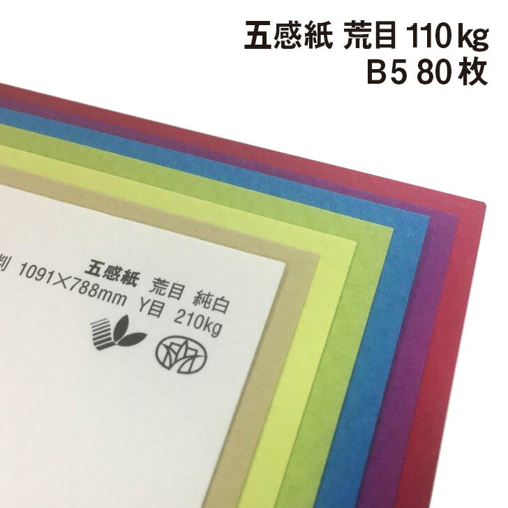 五感紙 荒目 110kg B5 80枚|全38色より1色選択 フェルト調ファンシーペーパー エンボス 特殊紙 凸凹