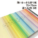 薄いおっきな折り紙 選べる1色 5枚 75cm×75cm BIGサイズ 上級者向け 大きい折り紙 単色 複雑系折り紙 薄い おうち時間 両面同色 プレゼント