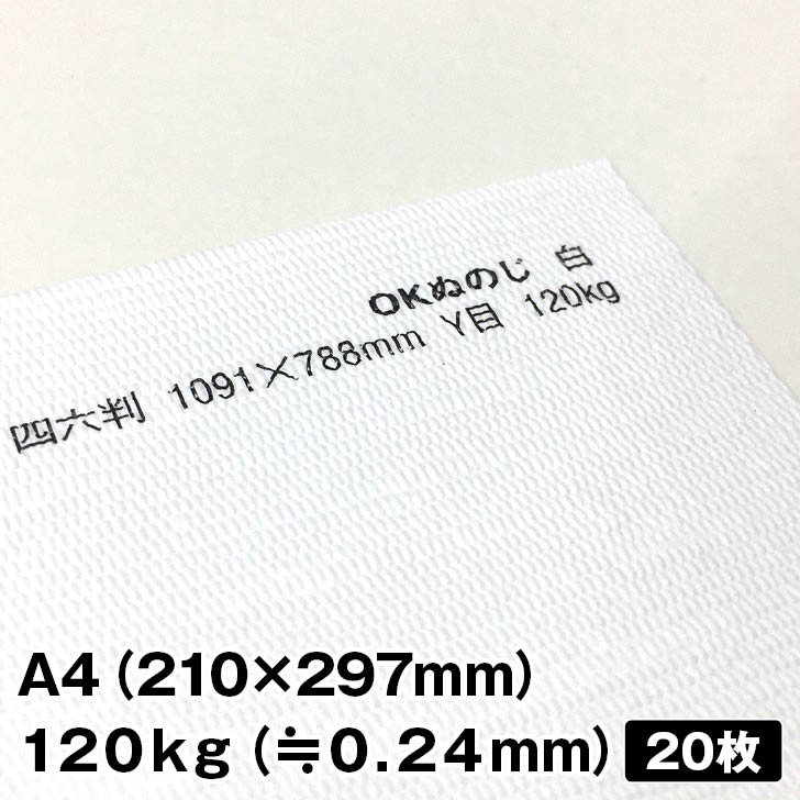 OKぬのじ 120kg A4 20枚|ファインペーパー 特殊紙布地 ファンシーペーパー 特殊紙 凸凹 落ち着いた色目 エンボス 和風 白 布地模様