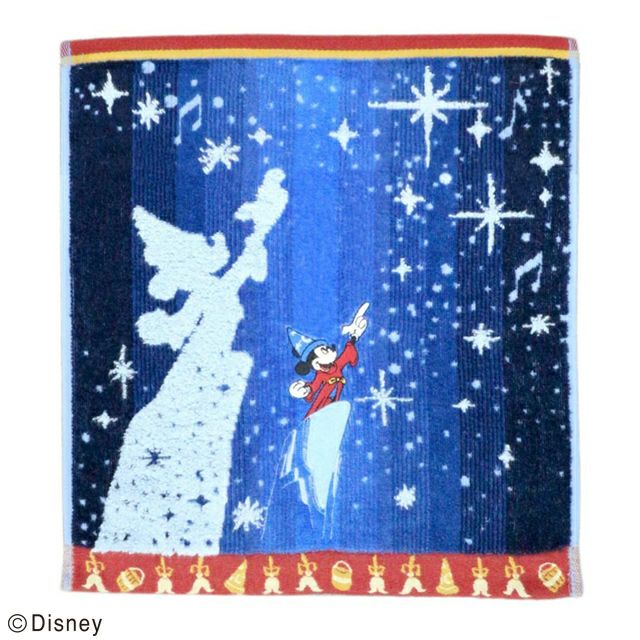 SALE 2023年8月1日～8月31日まで Disney 丸眞 タオル ディズニー ミッキー ファンタジア ハンドタオル 魔法のうず 無撚糸 ハンカチ オトナ女子のサムネイル