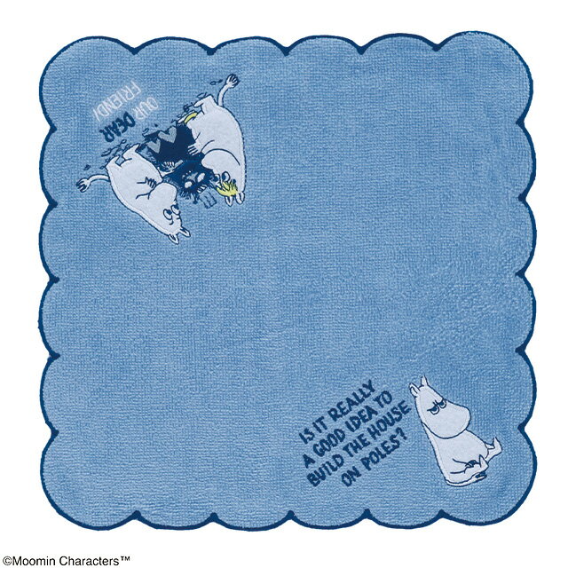 MOOMIN ムーミン スカラップブルー ミニタオル オーガニックコットン