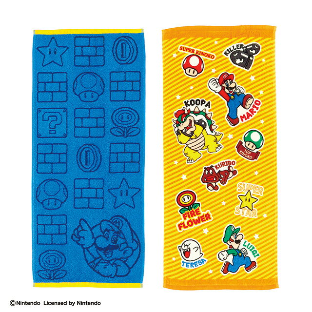 任天堂 マリオ ステッカーアイコン フェイスタオル 2枚組