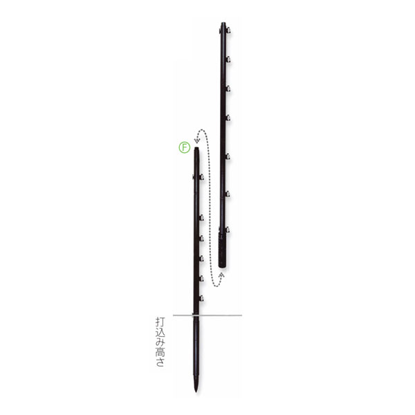 商品の仕様・詳細 直径(mm)31 全長(cm)250 地上高(cm)210 打込み深さ(cm)40 ガイシ数13 ガイシ間隔(cm)10〜20(上下接続部のみ30) 1本の重さ(g)1875 入数10本入 ※商品画像はイメージです。実際のものと異なる場合があります商品の特徴・カタログ 類似商品一覧「FRP250」は直送品ですメーカーに在庫がない場合はお届けにお時間がかかることがございますお急ぎの場合はお調べしますので「商品についての問い合わせ」からお問い合わせ下さい