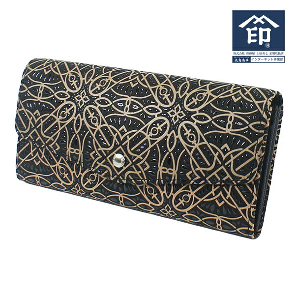 印伝 【甲州印伝 印傳屋 上原勇七】財布 長財布 長サイフ 束入れ【ペルモネ 7824】 女性用 レディース 鹿革 本革 レザー 大容量 カード入れが多い ブランド 春ギフト 縁起 春財布 贈り物 【YM02】