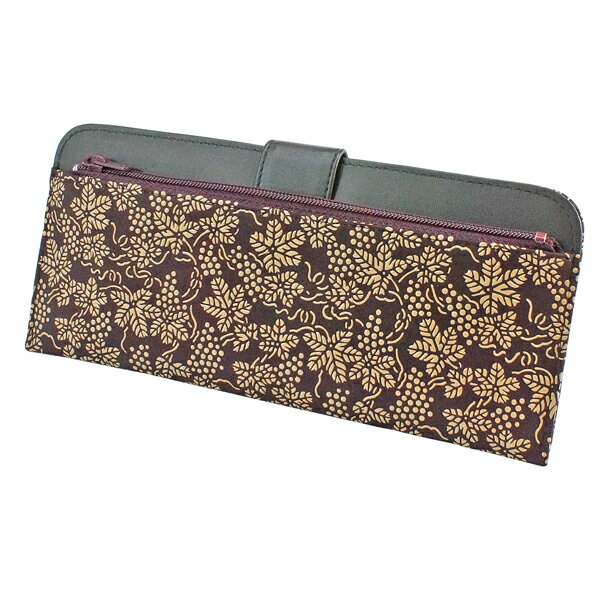 印伝 【甲州印伝 印傳屋 上原勇七】財布 長財布 長サイフ 薄型財布【2107 ぶどう 紫地×白漆】 女性用 レディース 鹿革 本革 レザー 薄..