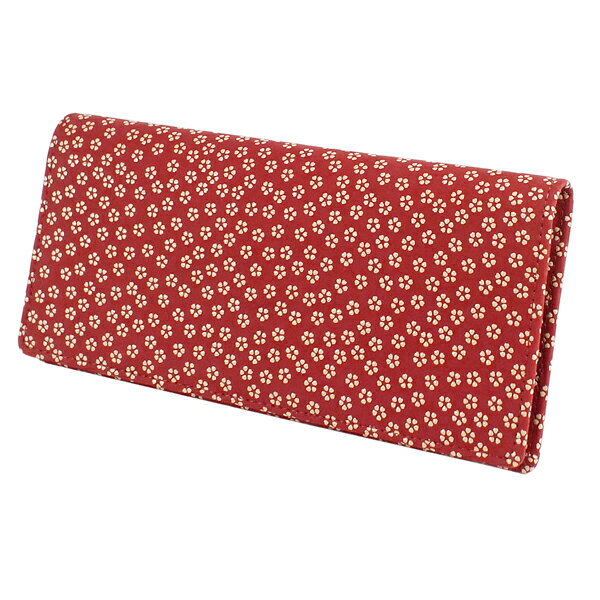 印伝 【甲州印伝 印傳屋 上原勇七】財布 長財布 長サイフ 束入れ カードケース カード入れ【2529 小桜 赤地×白漆】 女性用 レディース 鹿革 本革 レザー シンプル 和柄 ブランド 【YM01】