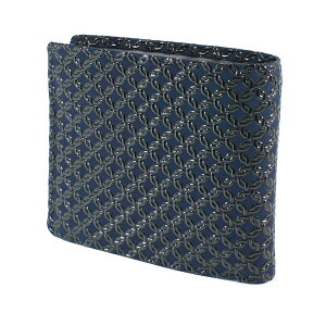 印伝 【甲州印伝 印傳屋 上原勇七】財布 二つ折り財布 印伝財布【2008 輪繋ぎ小 紺地×黒漆】 男性用 メンズ 鹿革 本革 レザー 和柄 ブランド クリスマス 【YM01】
