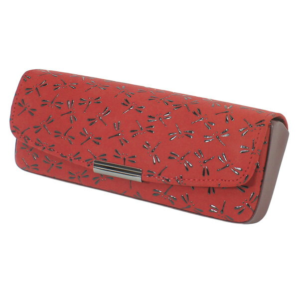 印伝 【甲州印伝 印傳屋 上原勇七】メガネケース メガネ入れ【4206 とんぼ 赤地×黒漆】 女性用 レディース 鹿革 本革 レザー 和柄 ブランド クリスマス...