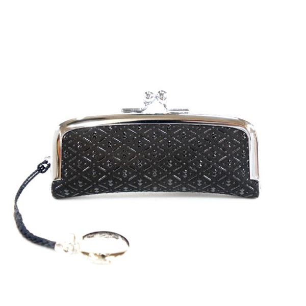 印伝 【甲州印伝 印傳屋 上原勇七】印鑑ケース 印鑑入れ 朱肉付き【4303 ひょうたん 黒地×黒漆】 男性用 メンズ 鹿革 本革 レザー 和柄 ブランド クリ...