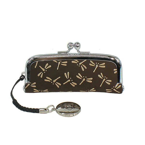 印伝 【甲州印伝 印傳屋 上原勇七】印鑑ケース 印鑑入れ 朱肉付き【4303 とんぼ 濃茶地×白漆】 男性用 メンズ 女性用 レディース 鹿革 本革 レザー 和...