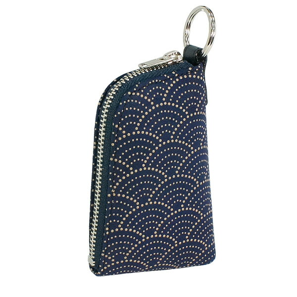 印伝 【甲州印伝 印傳屋 上原勇七】キーケース キーホルダー【4707 青海波 紺地×白漆】 男性用 メンズ 鹿革 本革 レザー 和柄 ブランド クリスマス 贈り物【YM02】(4)