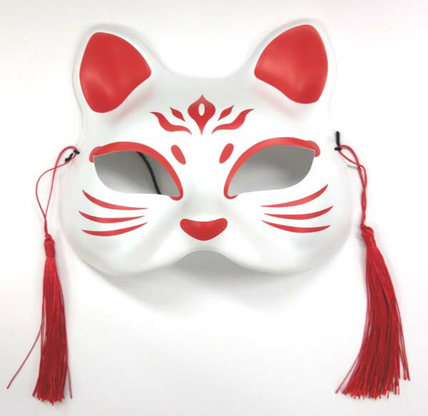 半面 猫面 壱・紅白 プラ面 ネコ ねこ CATの紹介画像2
