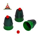 DPG　カップ＆ボール ★こんなマジックです。 ・3個のカップからボールが出たり消えたり、カップを通過したり・・・など、マジックの基本アイテムです。 ★商品について カップは、プラスチック製ですが、高精度な加工で特殊な形状を表現しました。また、赤いボールが引き立つよう緑でツートンカラーです。古典マジックですが、ぜひマスターしたいアイテムです。 ★セット内容 ・カップx3（口径60mm・高さ72mm） ・手編みニットボールx4 ・説明書