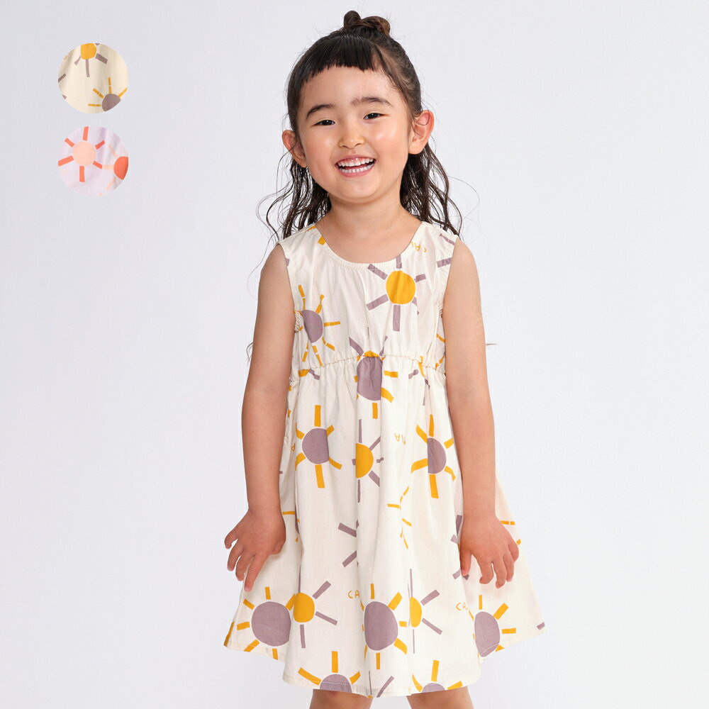 ★1650円均一★：【34%OFF】:【子供服】 Caldia (カルディア) 太陽柄ノースリーブワンピース 80cm 90cm 100cm 110cm 120cm 130cm 140cm キッズ 女の子 A36304