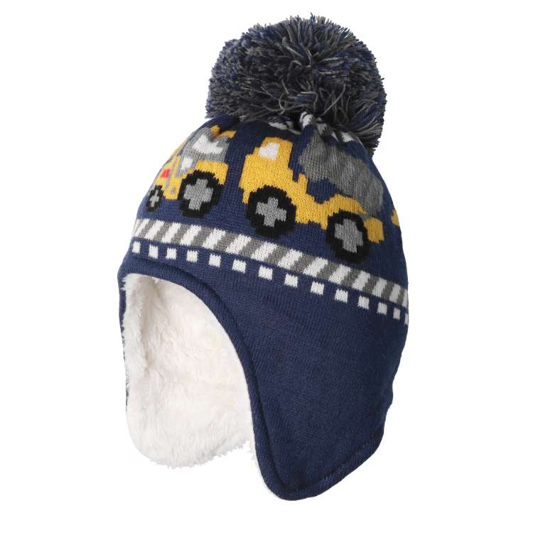 こどもの森 e-shop メーカー直営の【25秋冬セール30％OFF】子供服 Kids Foret (キッズフォーレ) 働く車柄耳付ニット帽・帽子 49cm 53cm 56cm B53414｜アングル3