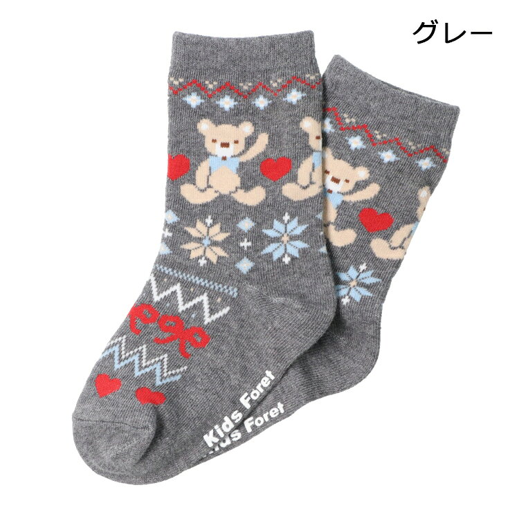 子供服 Kids Foret (キッズフォーレ) くま・ユニコーン柄クルーソックス・靴下 14cm 15cm 16cm 17cm 18cm 19cm 20cm B65340の商品画像 2