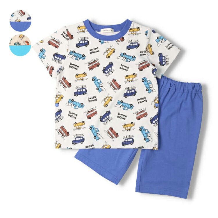 【子供服】 Kids Foret (キッズフォーレ) 車 サメ柄半袖パジャマ ルームウェア 90cm～140cm B33701