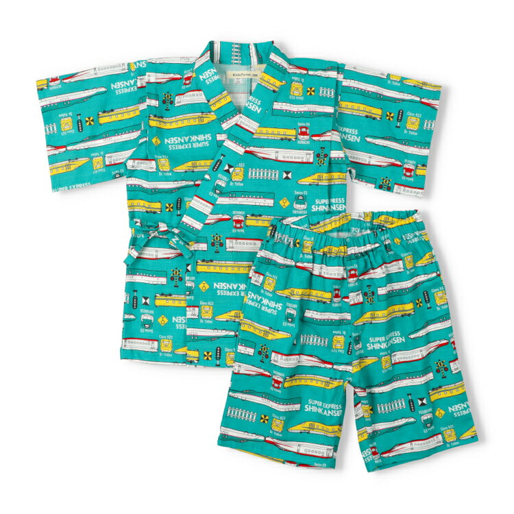 【スーパーDEAL【10％ポイントバック】6/11 9:59まで！】子供服 Kids Foret (キッズフォーレ) JR新幹線電車柄甚平・じんべい 100cm 110cm 120cm 130cm B36199