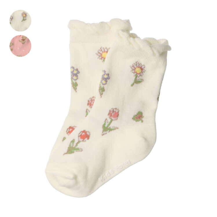 子供服 Kids Foret (キッズフォーレ) お花柄クルーソックス・靴下 11cm〜20cm B13302