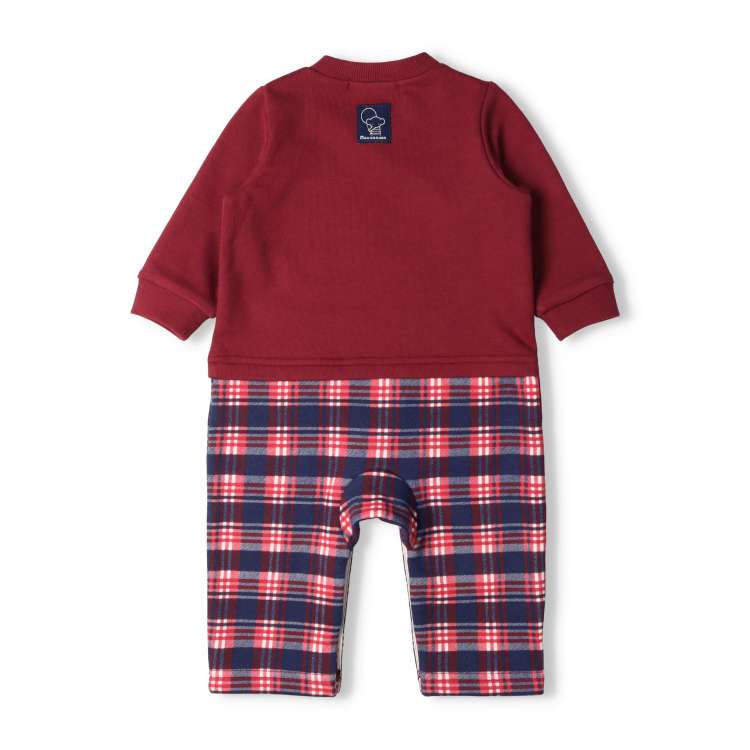 【24秋冬セール40%OFF】子供服 moujonjon (ムージョンジョン) くまプリントチェック切替ロンパース・オール 70cm，80cm M52705 marutaka-10036506 こどもの森 e-shop メーカー直営 サンプル画像3